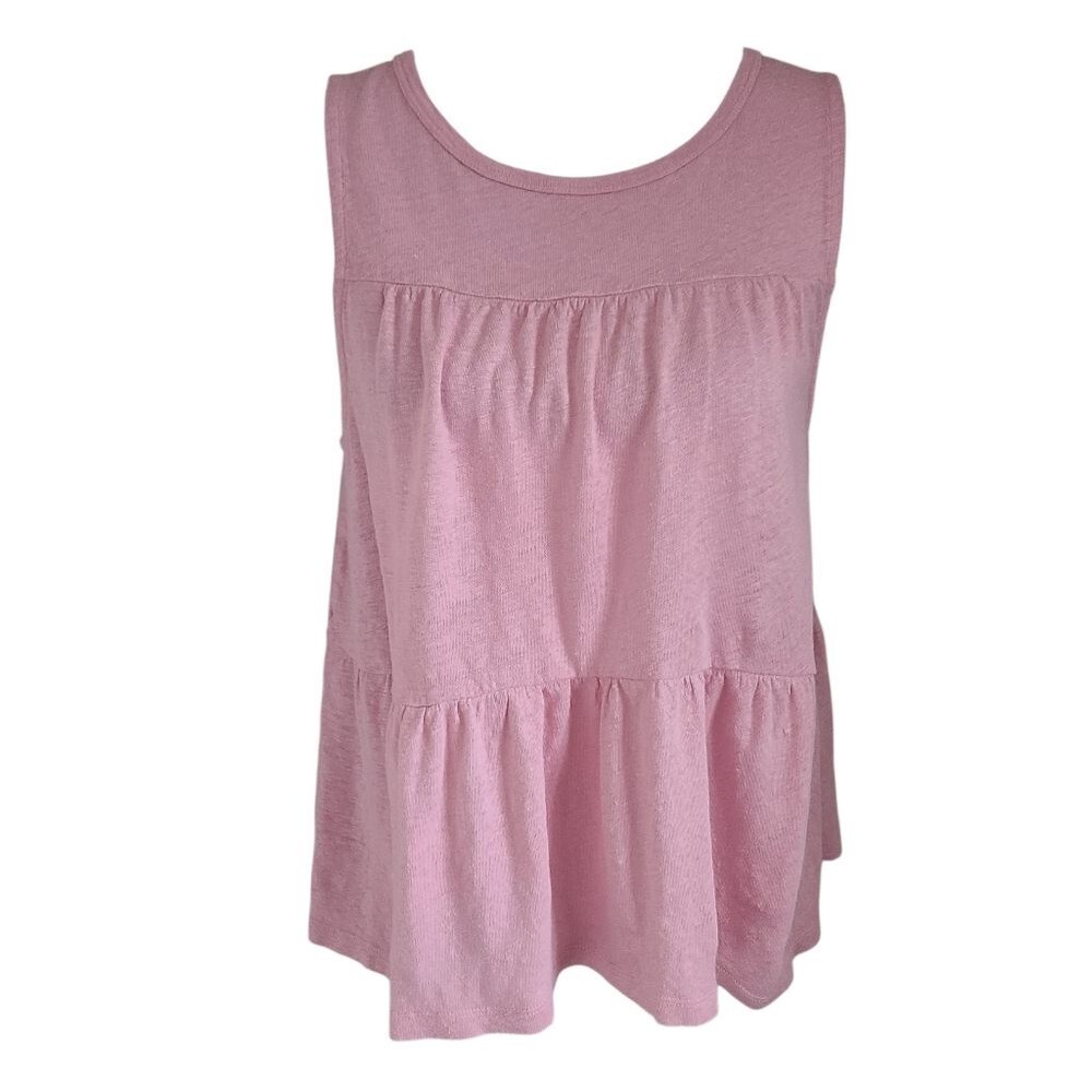 j. crew linen tiered tank top pink size S